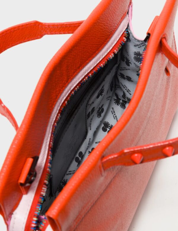 Vali Crossbody Small Fiesta Red and Bubblegum Pink Leather Bag - All Over Eyes Embroidery