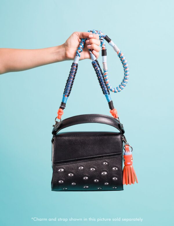 Anastasio Micro Crossbody Handbag Black Leather - All Over Eyes Embroidery