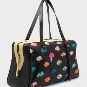 Esther Large Black Duffle Bag - Happy Clouds Design