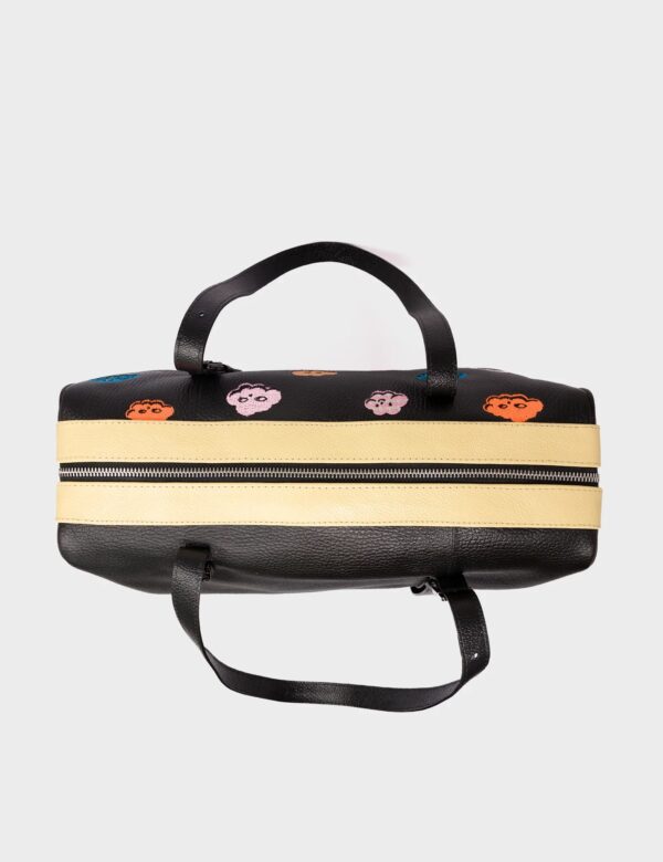 Esther Large Black Duffle Bag - Happy Clouds Design