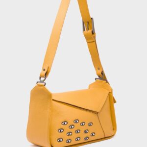 Houston Golden Glow Leather Shoulder Bag - All Over Eyes Embroidery